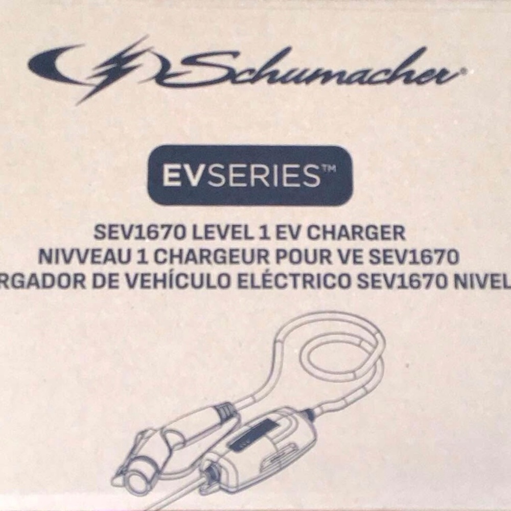 Schumacher EV Series Level 1 EV Charger - Black and white